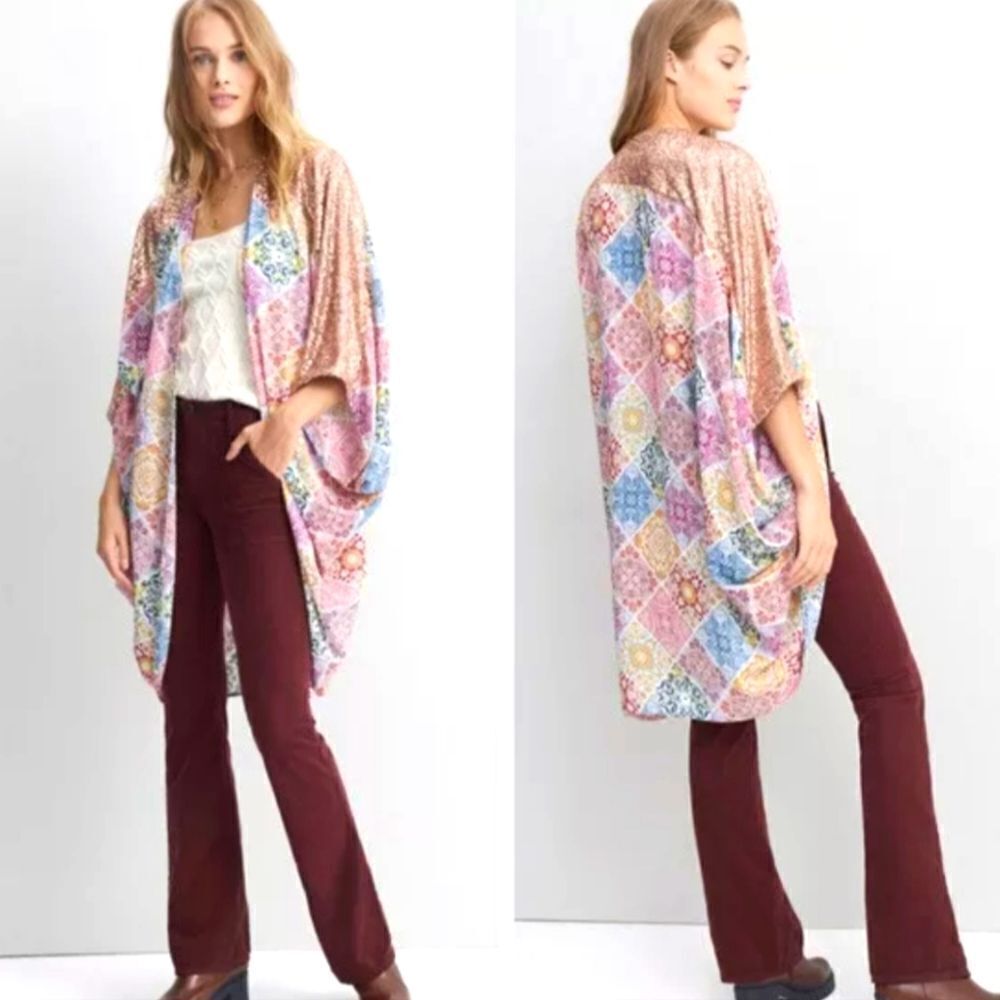 NWOT Anthropologie Sachin + Babi Pink and Blue Swim Coverup O/S M/L